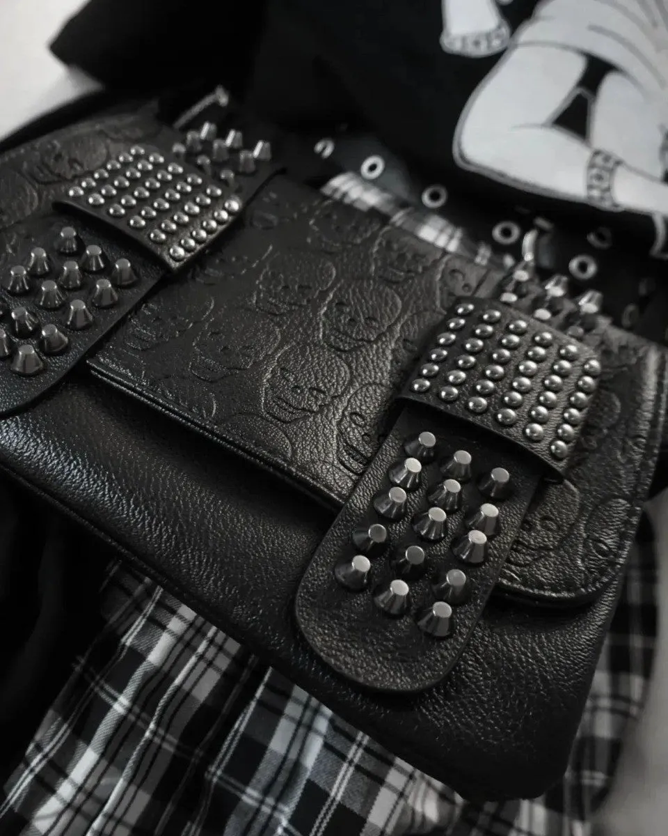 Ro Rox Studded Skull PU Crossbody Bag