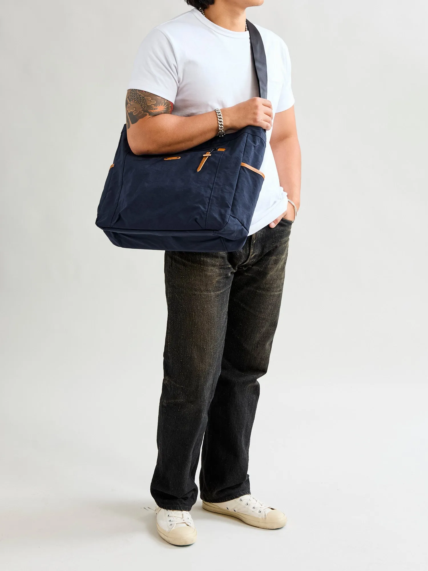 Root Shoulder Tote Bag in Navy