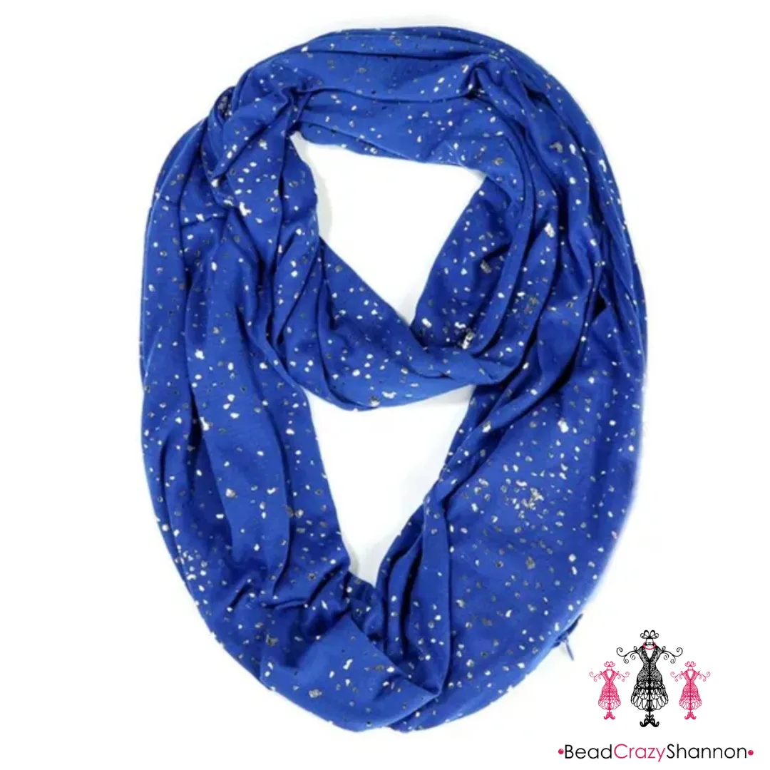 Royal Sequin Hidden Pocket Infinity Scarf