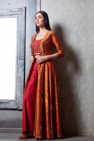 Rust Croptop – Cape & Pant Set