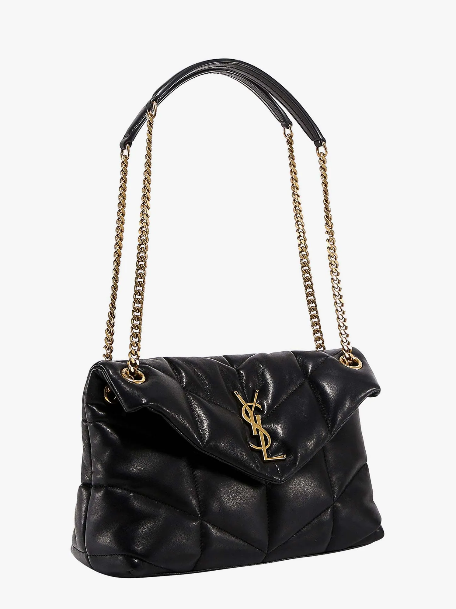 Saint Laurent Loulou Puffer Leather Shoulder Bag With Metal Monogram