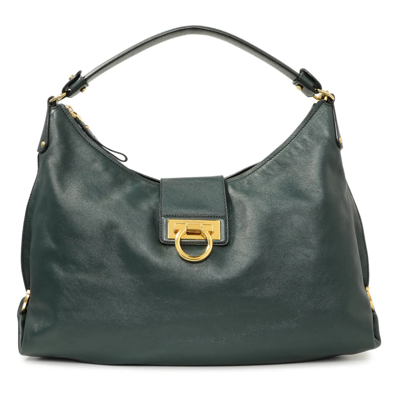 Salvatore Ferragamo Teal Calfskin Fanisa Gancini Hobo
