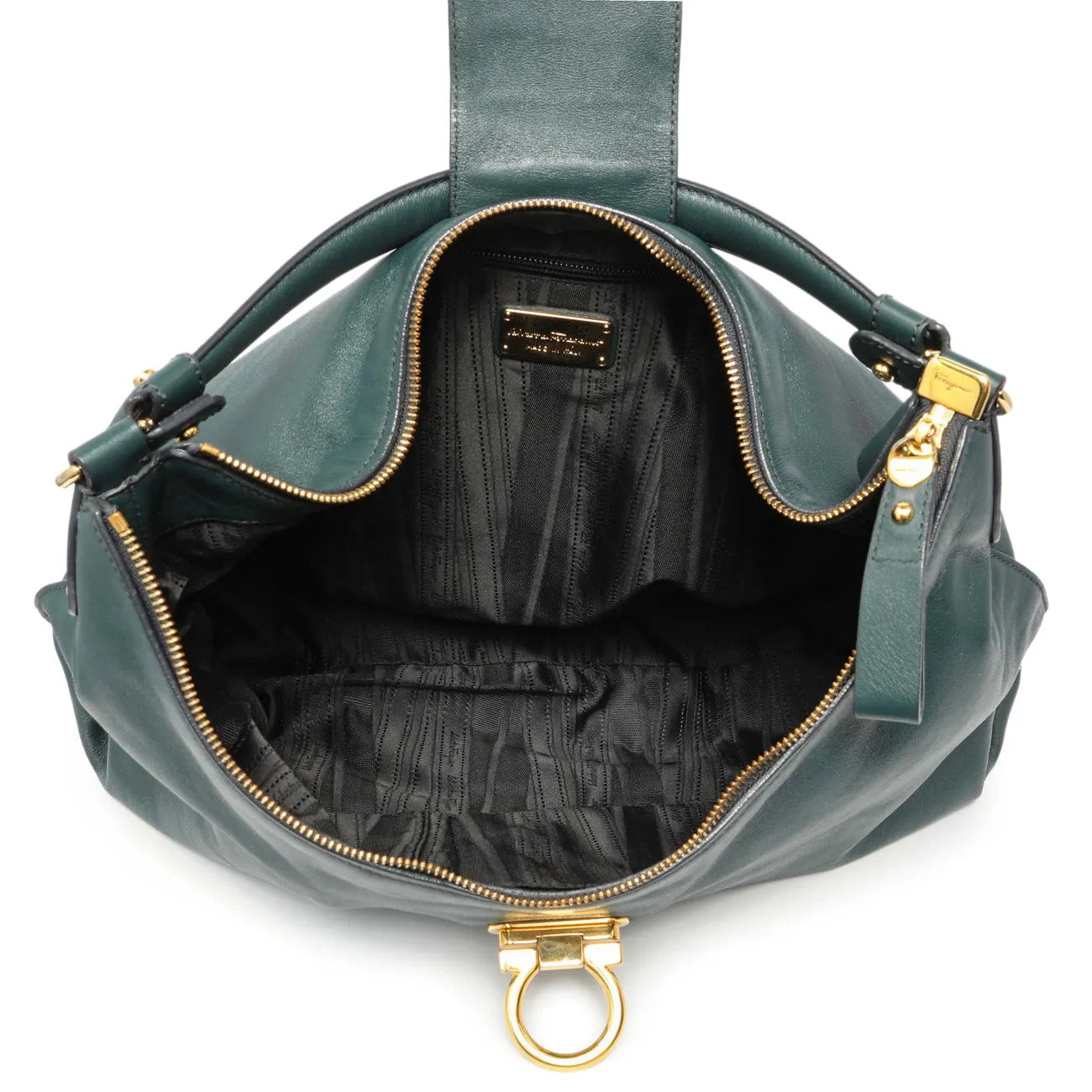 Salvatore Ferragamo Teal Calfskin Fanisa Gancini Hobo