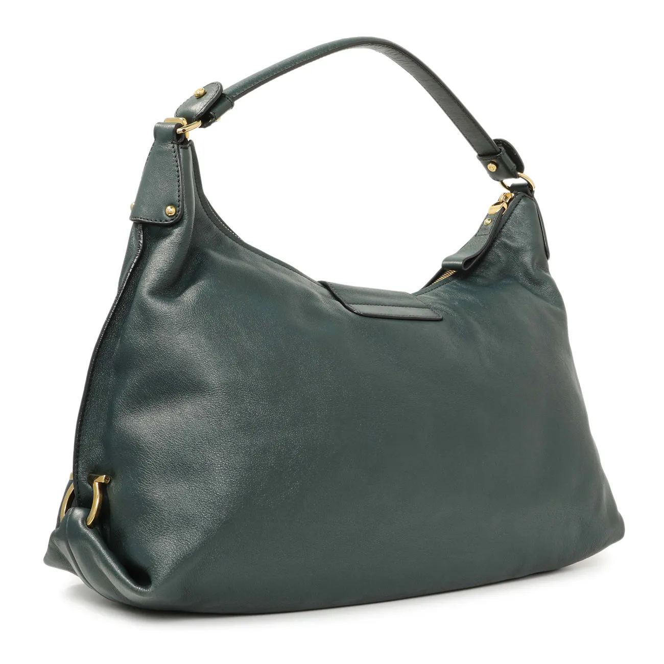 Salvatore Ferragamo Teal Calfskin Fanisa Gancini Hobo