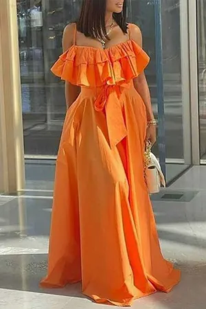 Sexy Simplicity Solid Patchwork Off the Shoulder Sling Dress Dresses