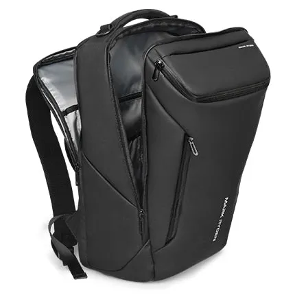 Shockproof Matte Black Travel Backpack with USB Charging Port, One Size