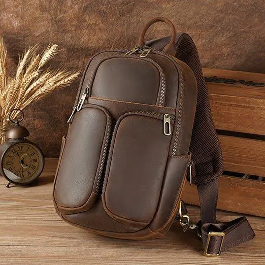 Shoulder Leather Chest Pack Bags
