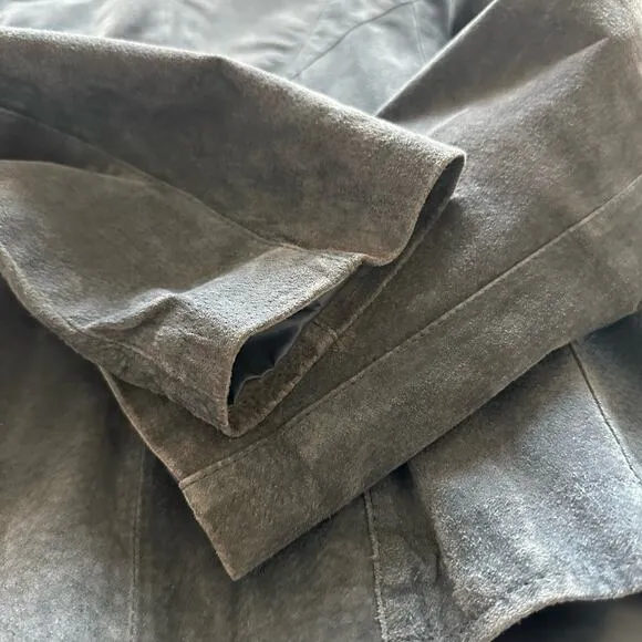 Siena | Size 14 Vintage Suede Blue Leather Collared Jacket Button Up Long Sleeve