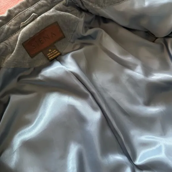 Siena | Size 14 Vintage Suede Blue Leather Collared Jacket Button Up Long Sleeve