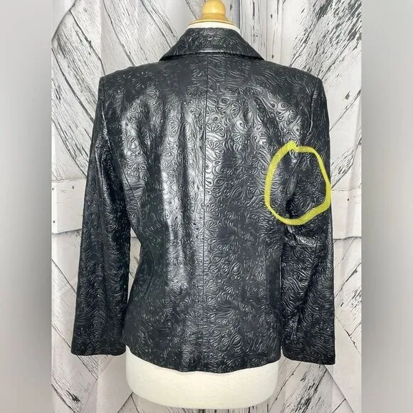 Siena Studio black leather laser cut blazer/jacket 8