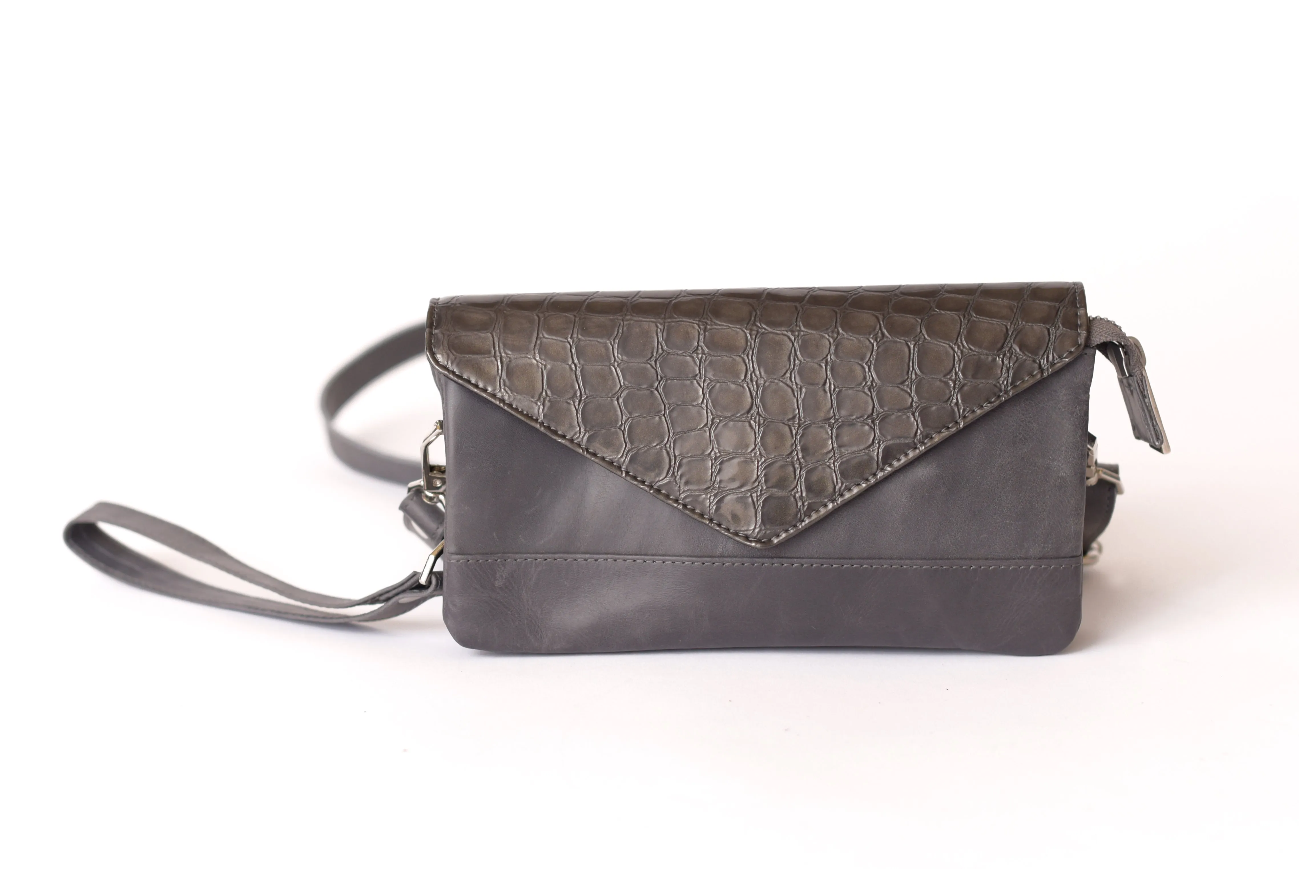 Signature Crossbody - Grey/Grey Croc