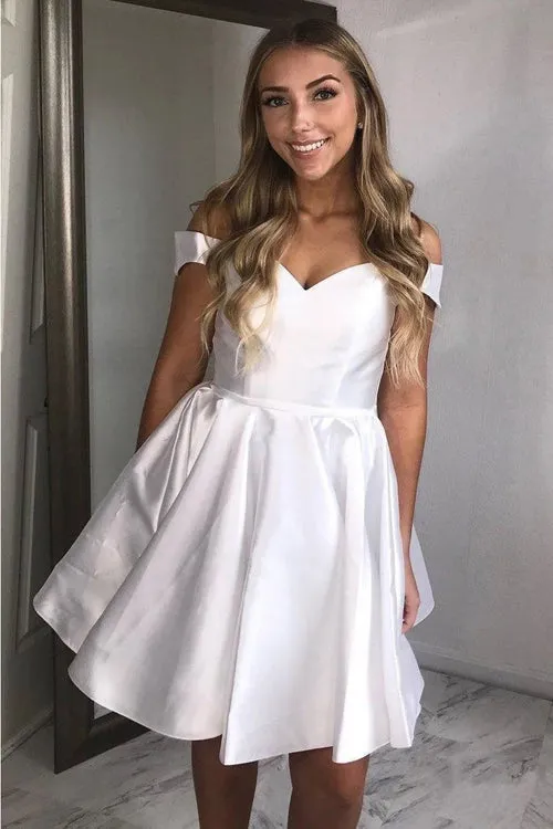 Simple Off the Shoulder Homecoming Dresses Cheap Lace up Homecoming Dress,MH497