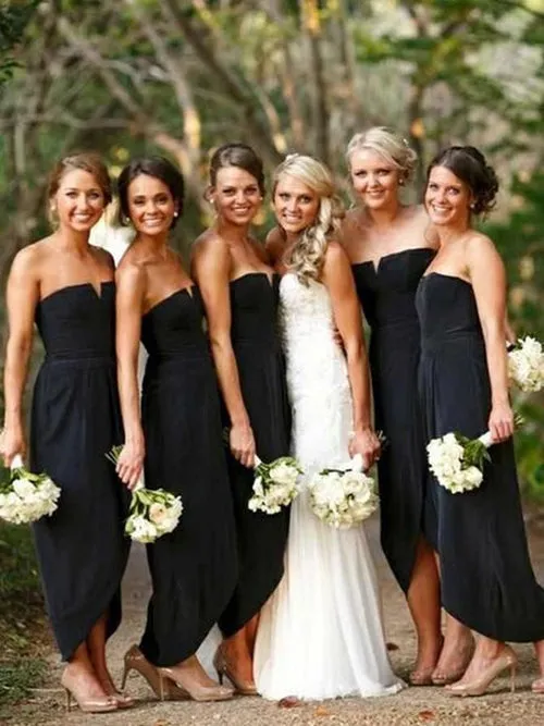 Simple Off The Shoulder Short Black Cheap Bridesmaid Dresses Online,MBD119