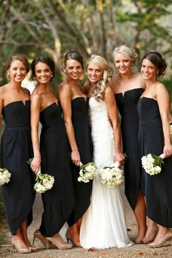 Simple Off The Shoulder Short Black Cheap Bridesmaid Dresses Online,MBD119