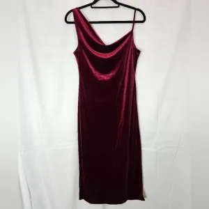 Social Bridesmaids Cabernet Size XS Asymmetrical Cowl Neck Velvet Midi Dress NWT