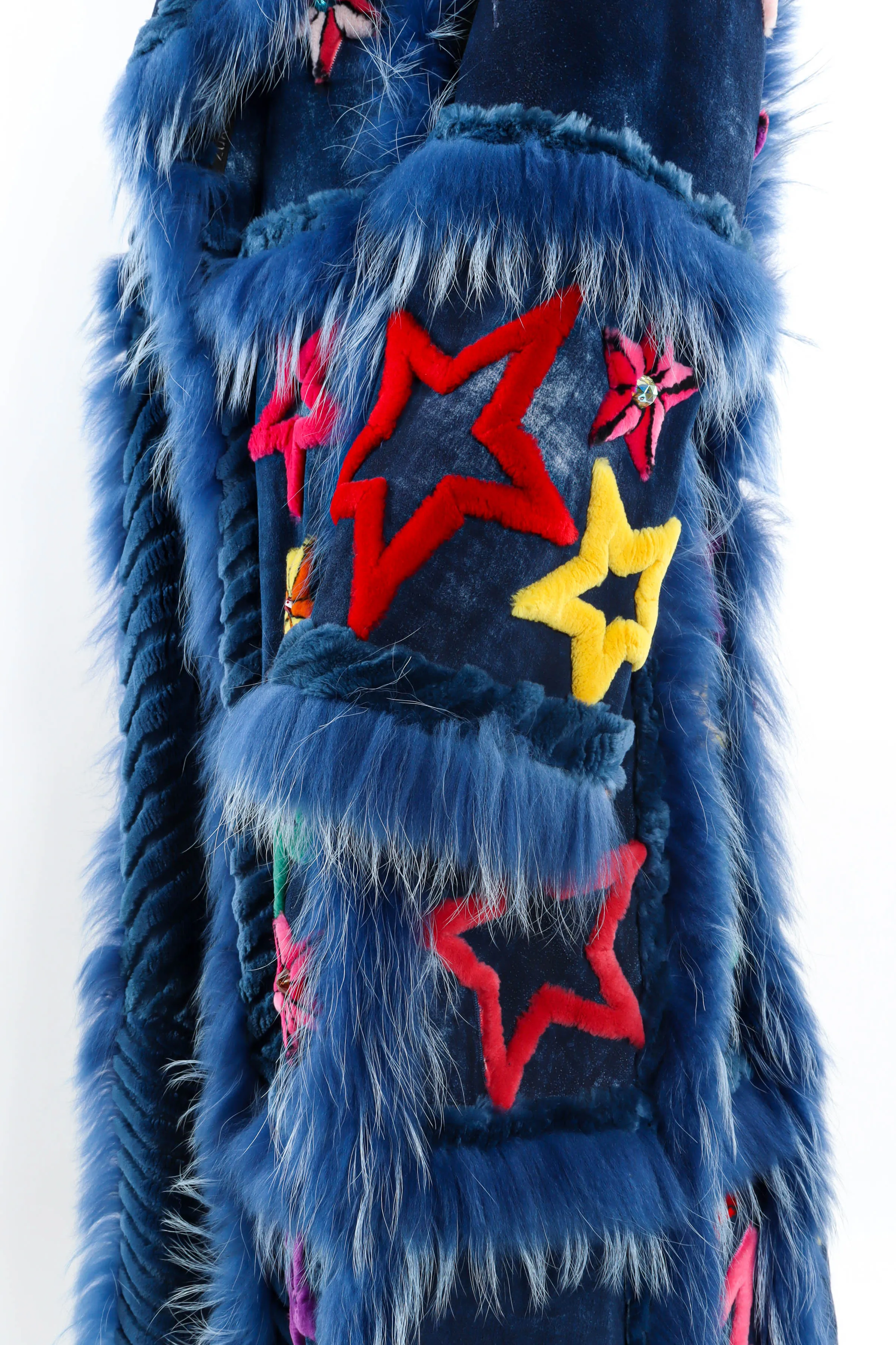 Star Motif Reversible Leather Fur Coat