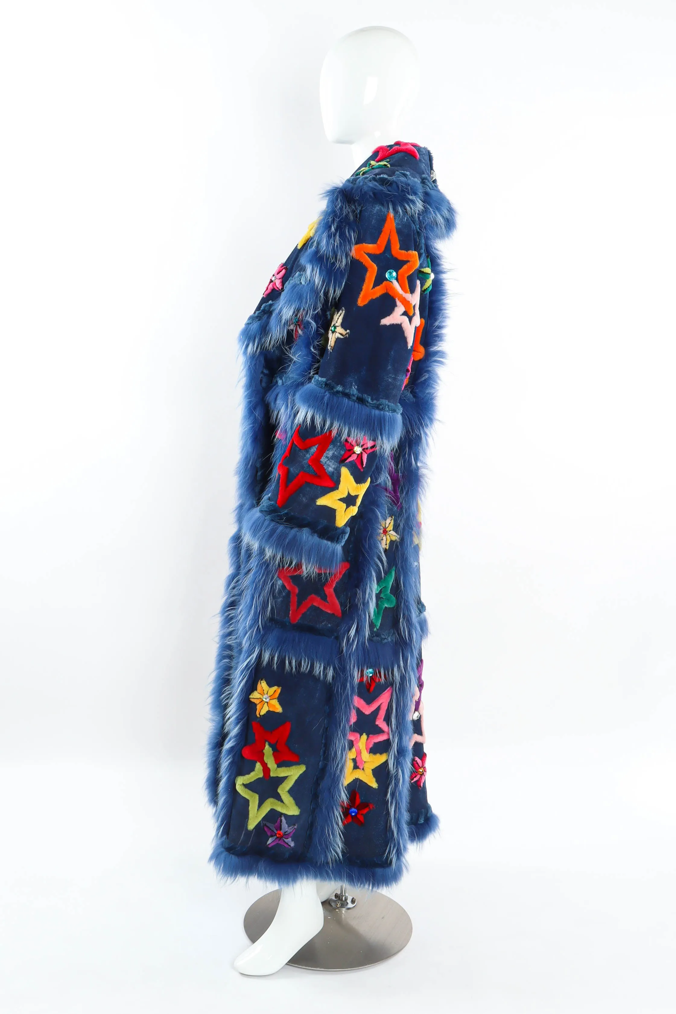 Star Motif Reversible Leather Fur Coat