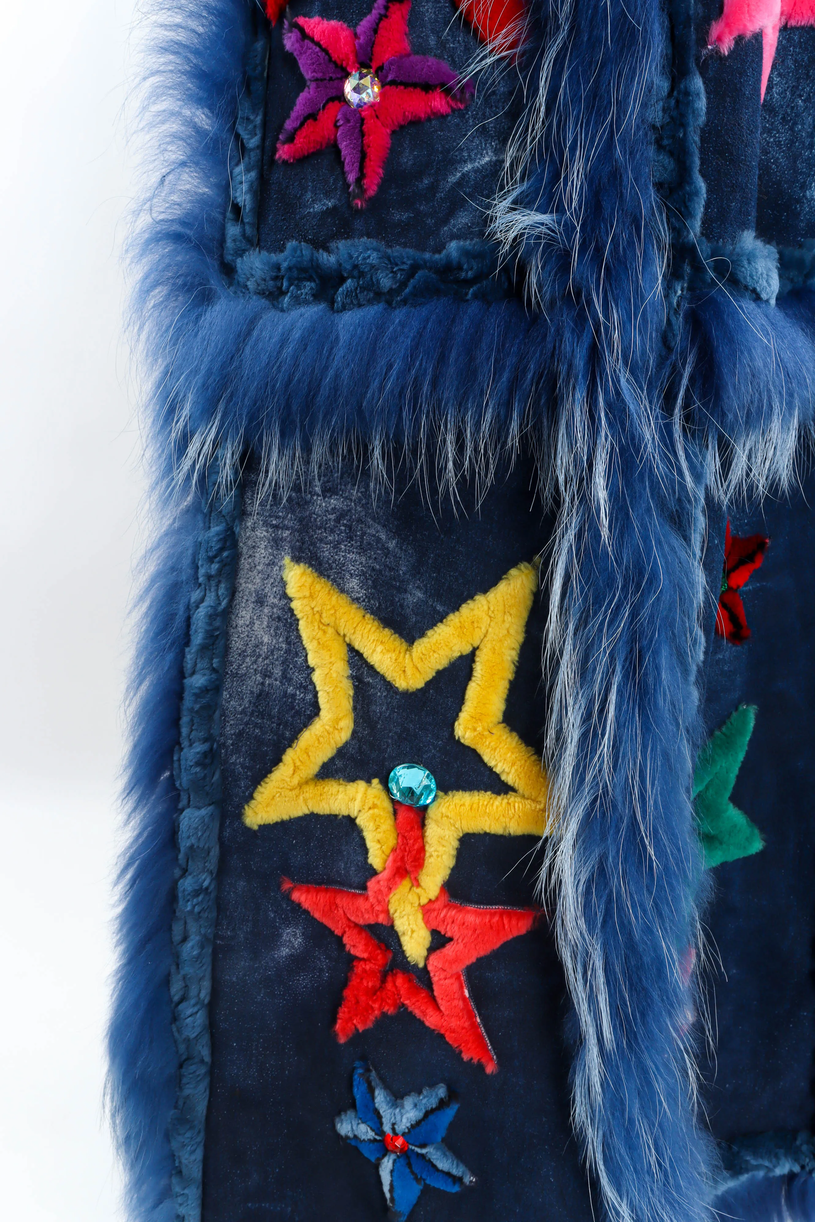Star Motif Reversible Leather Fur Coat