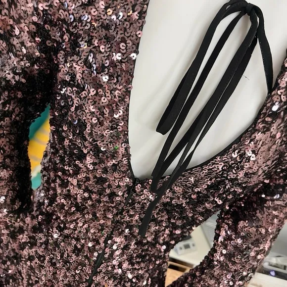 Stunning  Mocha sequin body con dress S M L XL