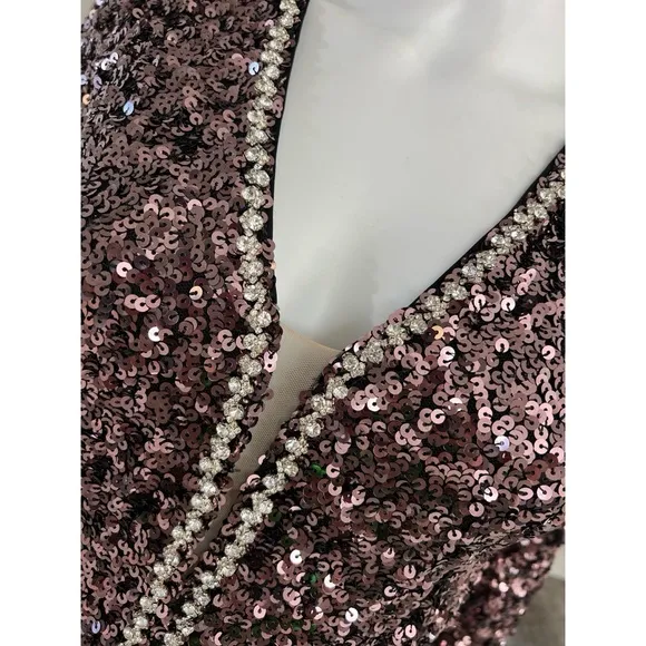 Stunning  Mocha sequin body con dress S M L XL