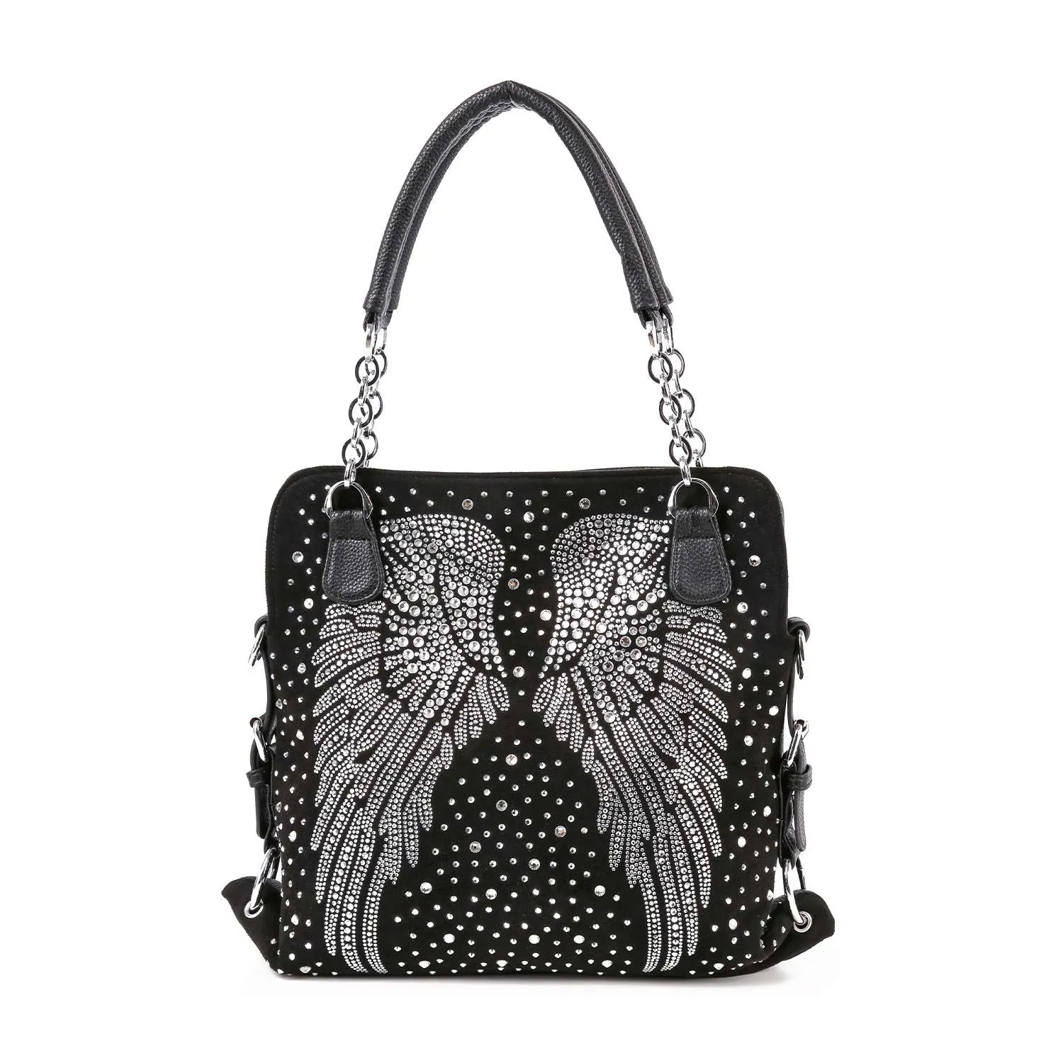 Stunning Rhinestone Wing Design Shoulder Bag: Gold