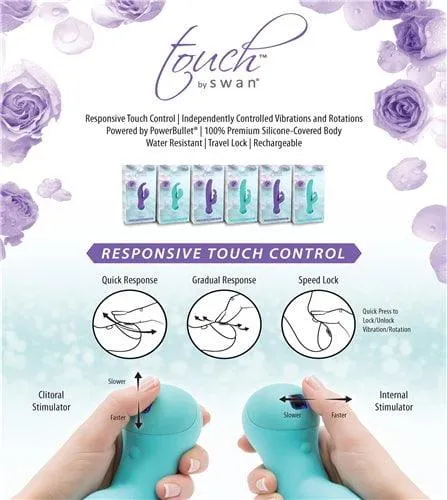 Swan Touch Trio Rechargeable Vibrator - Teal