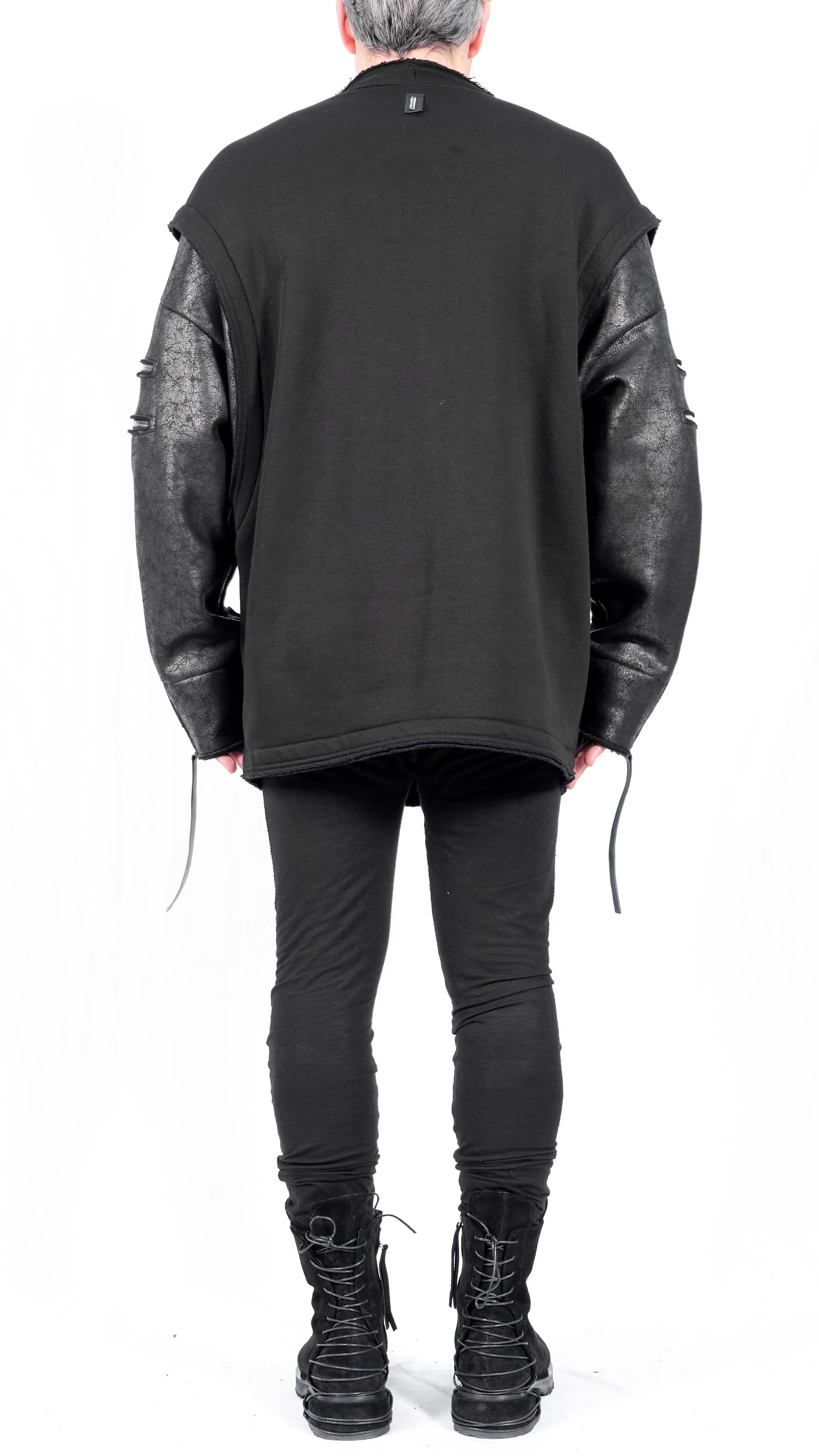 Sweatshirt with Leather Effect Sleeves
