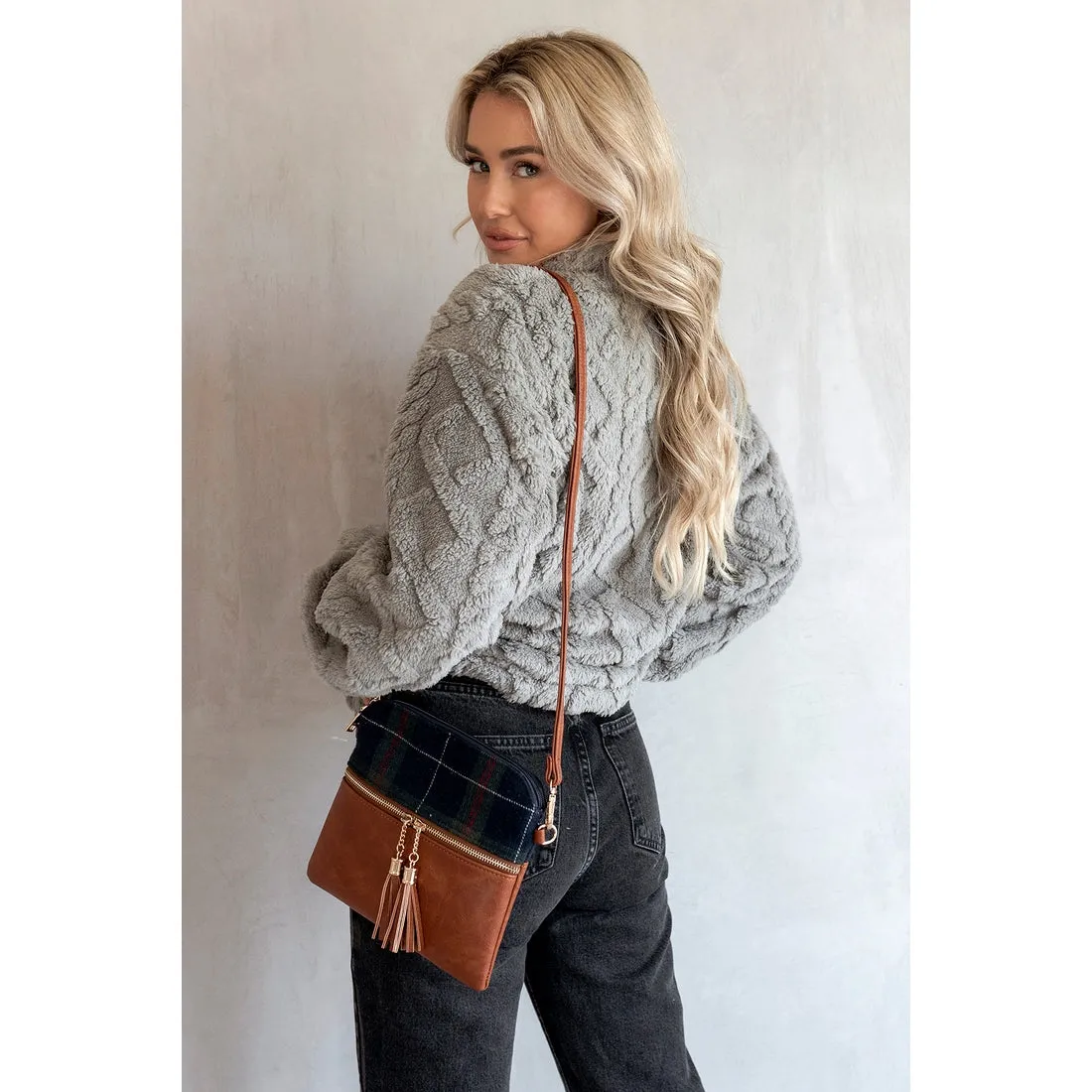 Tara Plaid Two-Tone Crossbody Navy