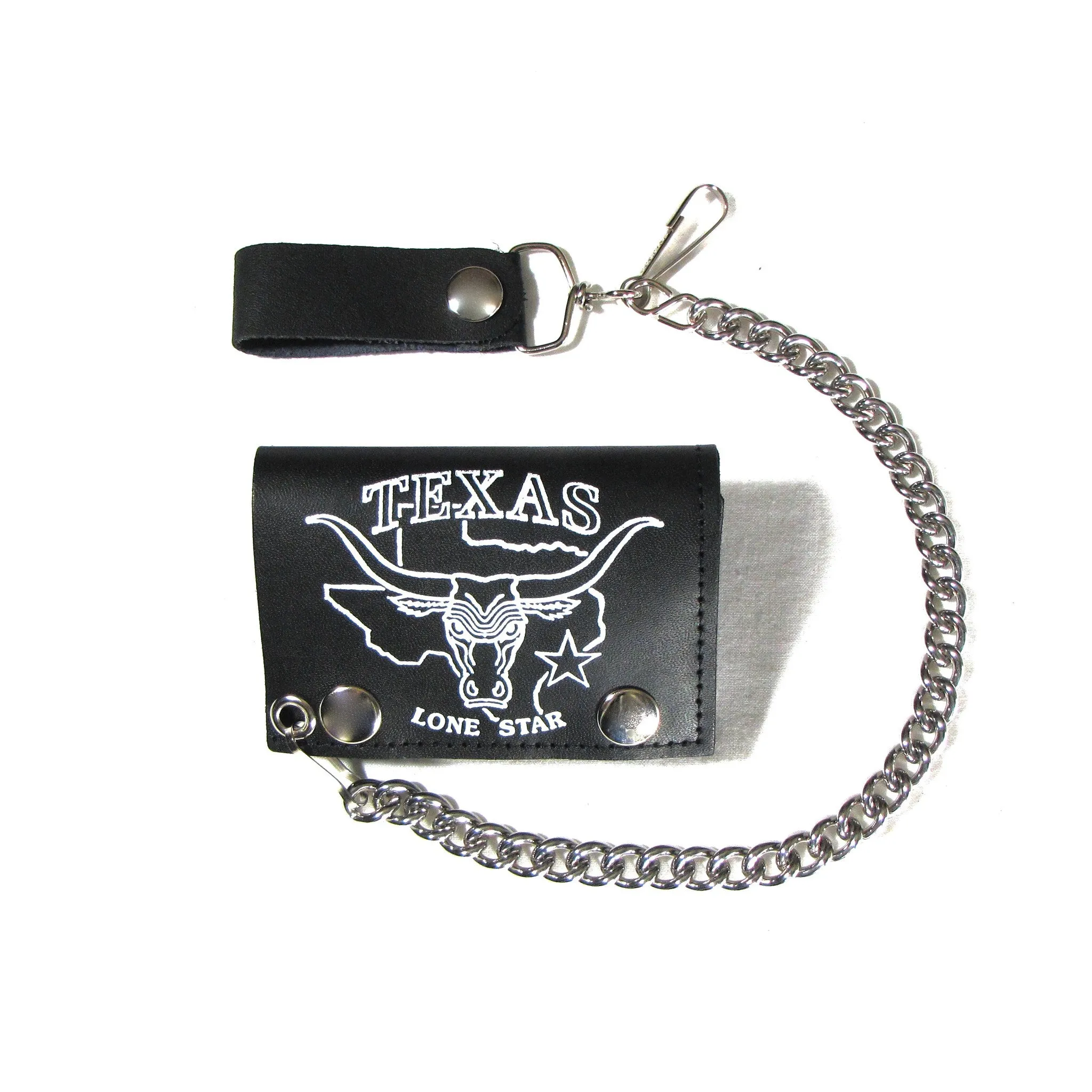 TC304-114 Tri-Fold Wallet w/ Chain- Texas Lone Star