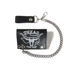 TC304-114 Tri-Fold Wallet w/ Chain- Texas Lone Star