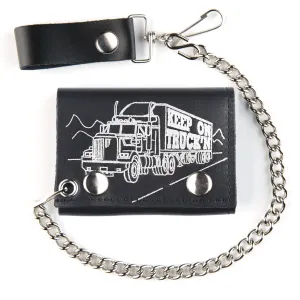 TC304-25s  Tri-Fold Wallet w/ Chain- Keep On Truck'n