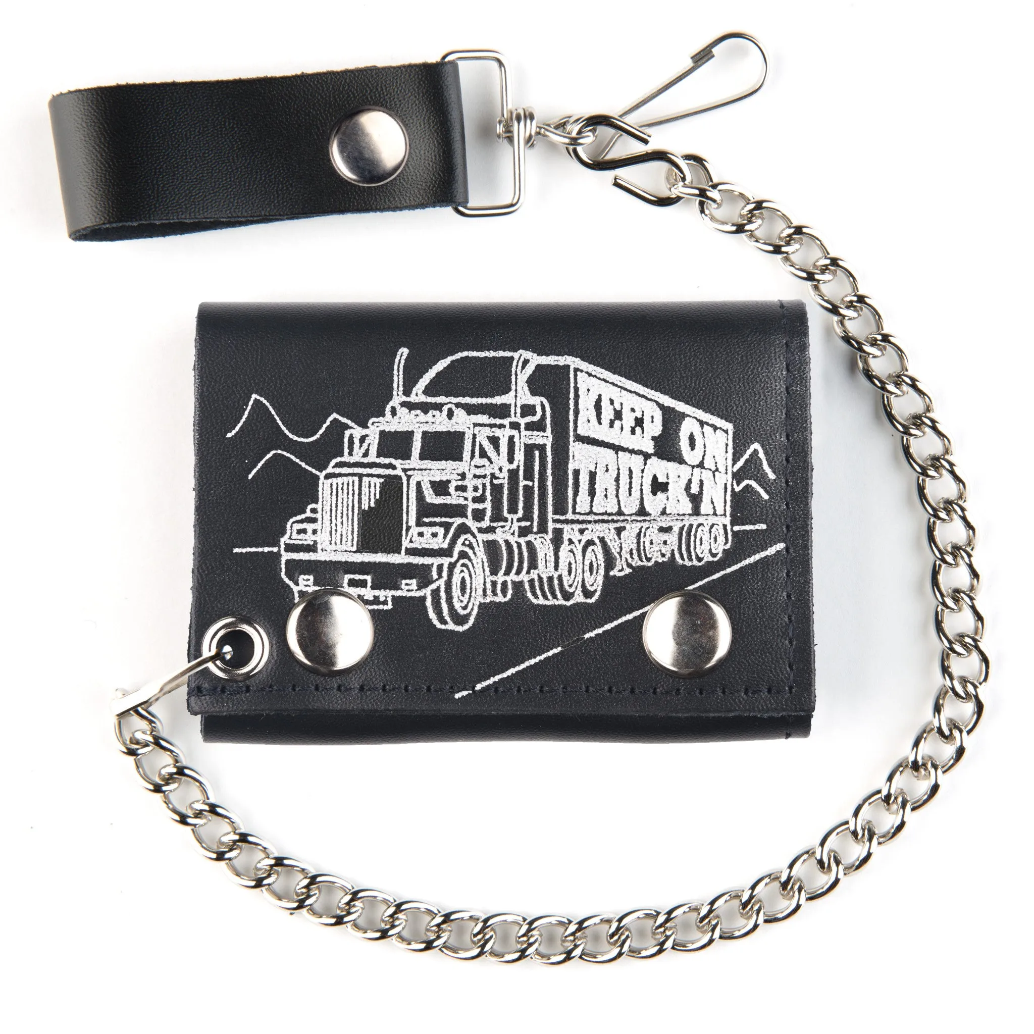 TC304-25s  Tri-Fold Wallet w/ Chain- Keep On Truck'n
