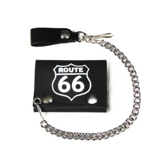 TC304-66 Tri-Fold Wallet w/ Chain- Route 66