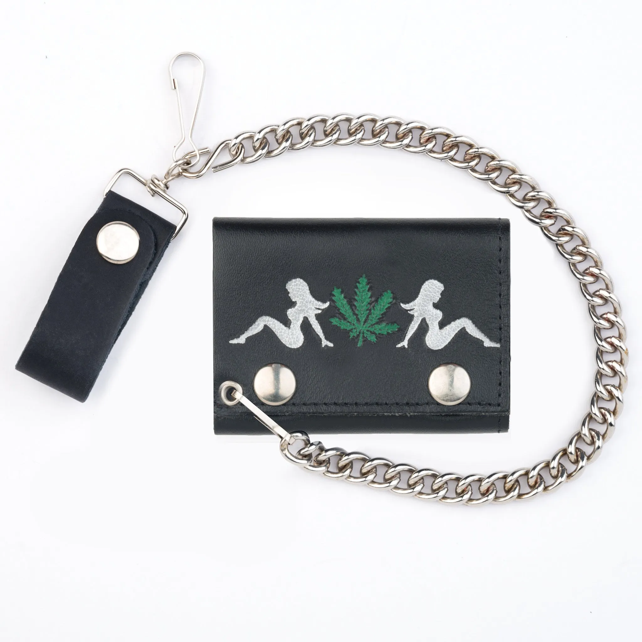 TC304C-99  Tri-Fold Wallet w/ Chain- Girls & Leaf