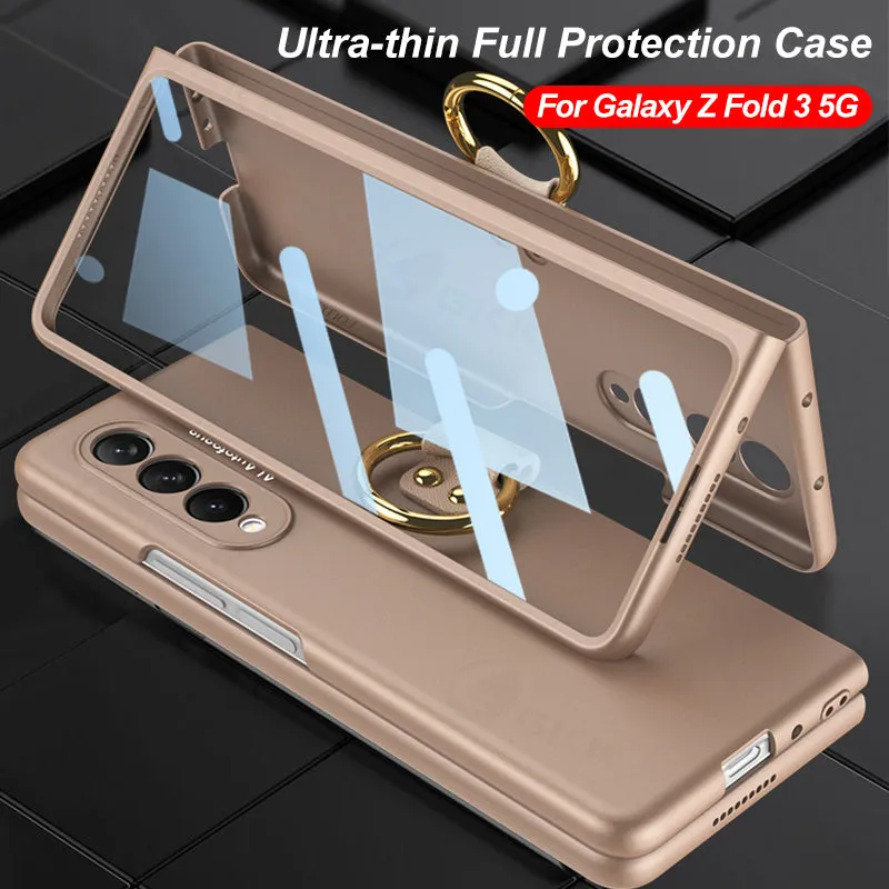 Tempered Glass Case For Samsung Galaxy Z Fold 3 5G All-included Protection Hard Cover For Samsung Z Fold3 5G