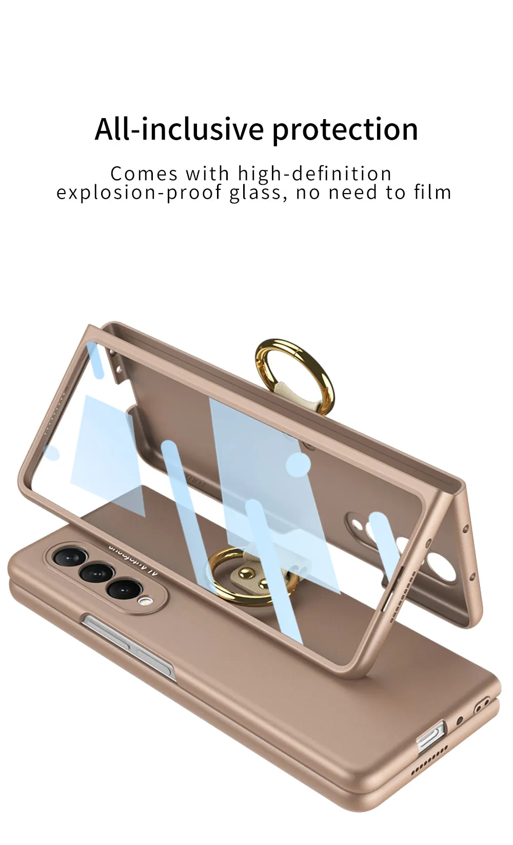 Tempered Glass Case For Samsung Galaxy Z Fold 3 5G All-included Protection Hard Cover For Samsung Z Fold3 5G