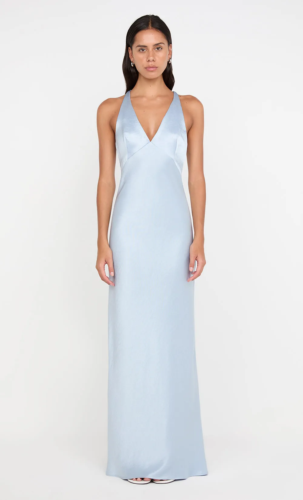 THE DREAMER V NECK DRESS - DUSTY BLUE
