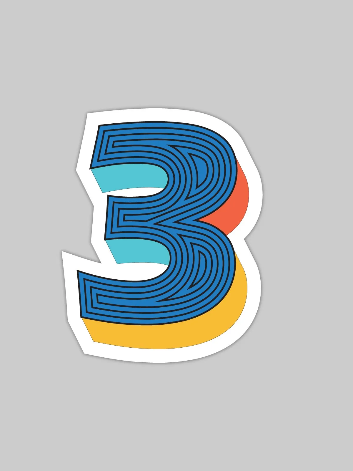 Three Number | Bike/Laptop/Car Sticker