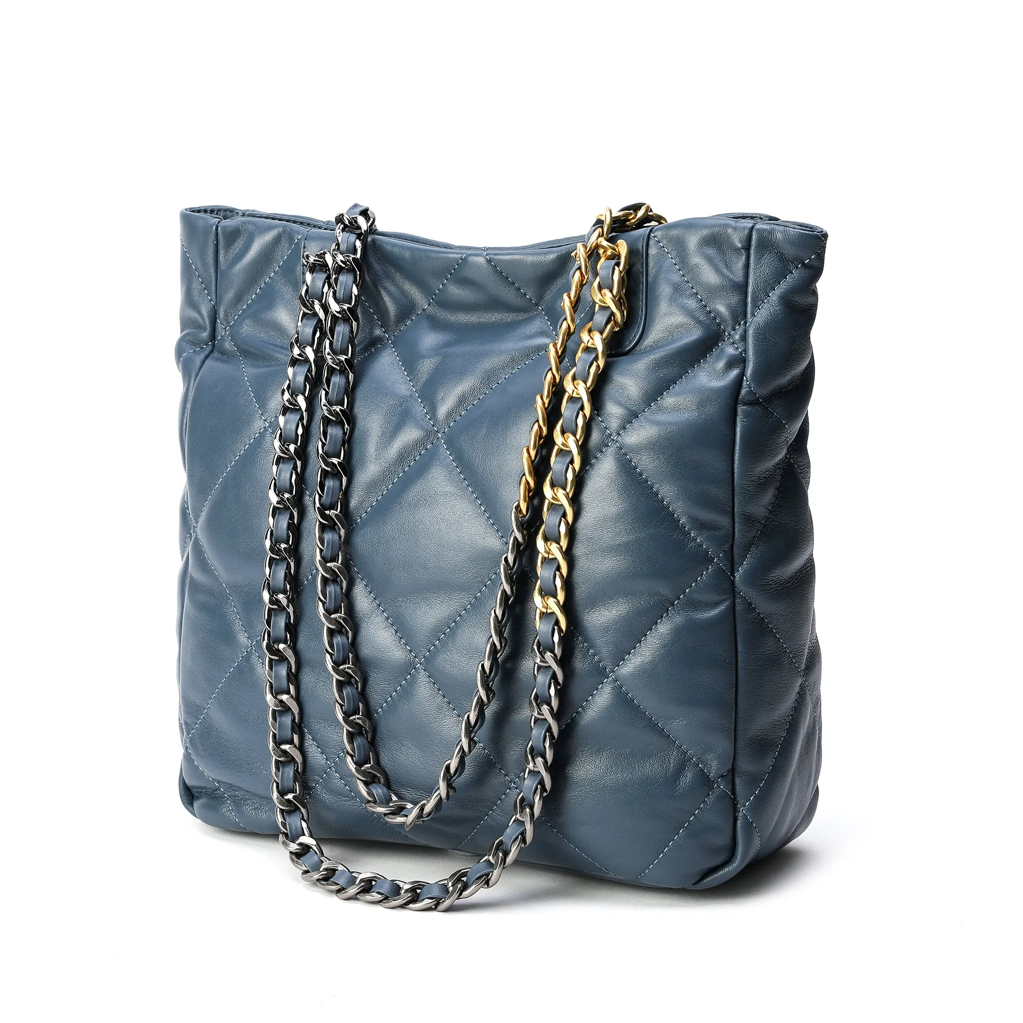 Tiffany & Fred Quilted Sheepskin Leather Tote/ Shoulder Bag