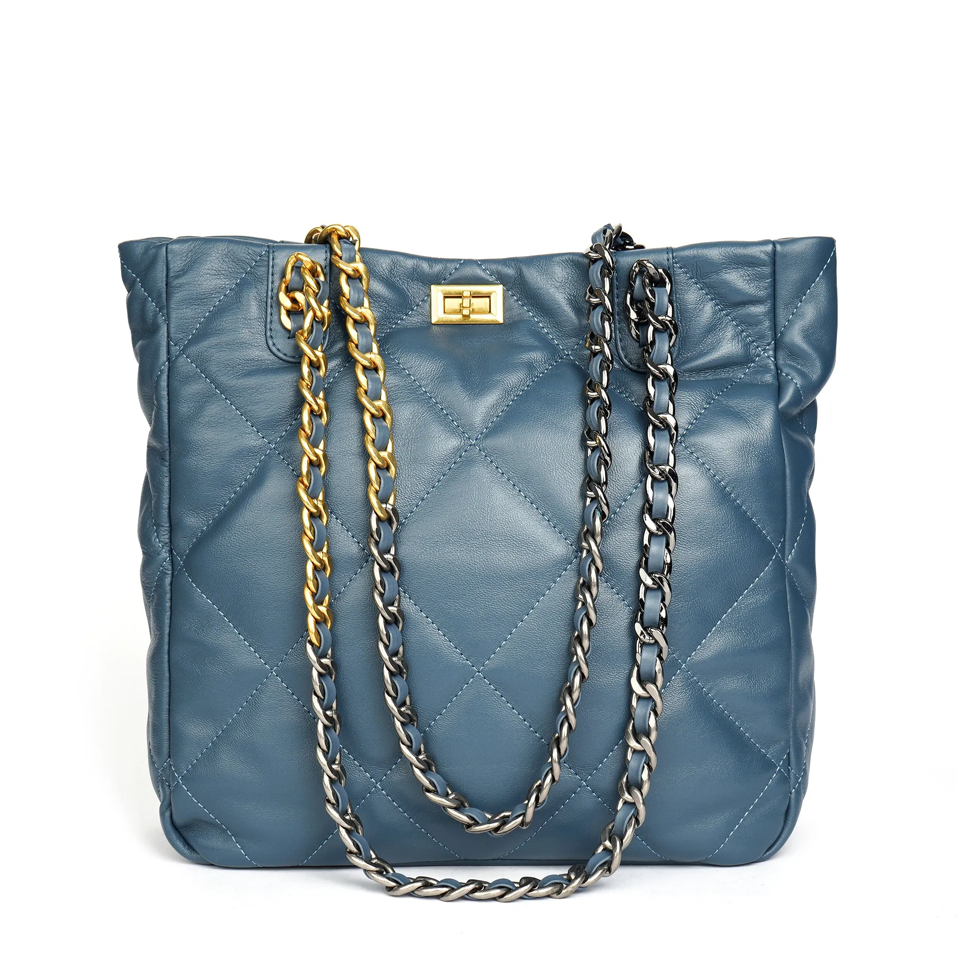 Tiffany & Fred Quilted Sheepskin Leather Tote/ Shoulder Bag
