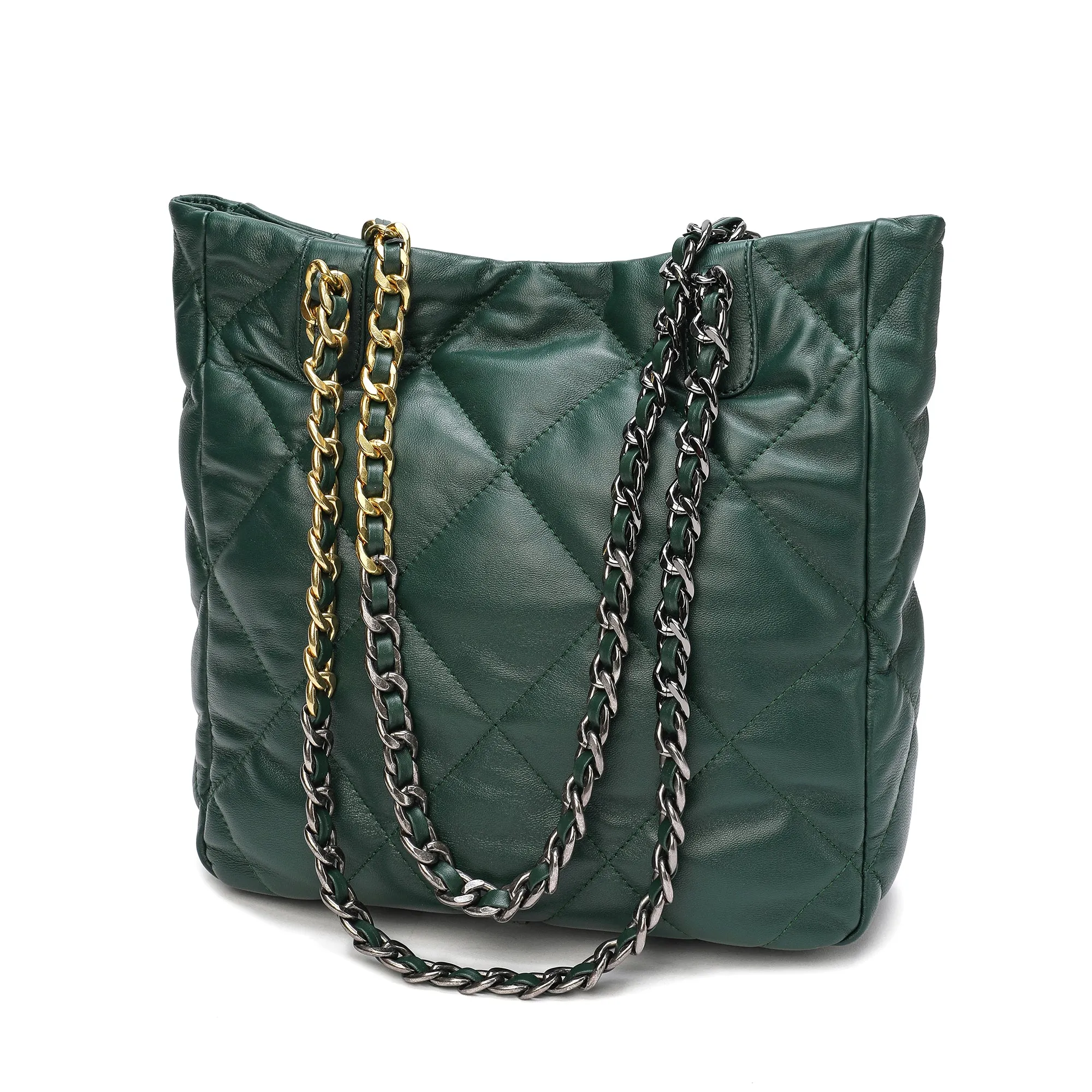 Tiffany & Fred Quilted Sheepskin Leather Tote/ Shoulder Bag