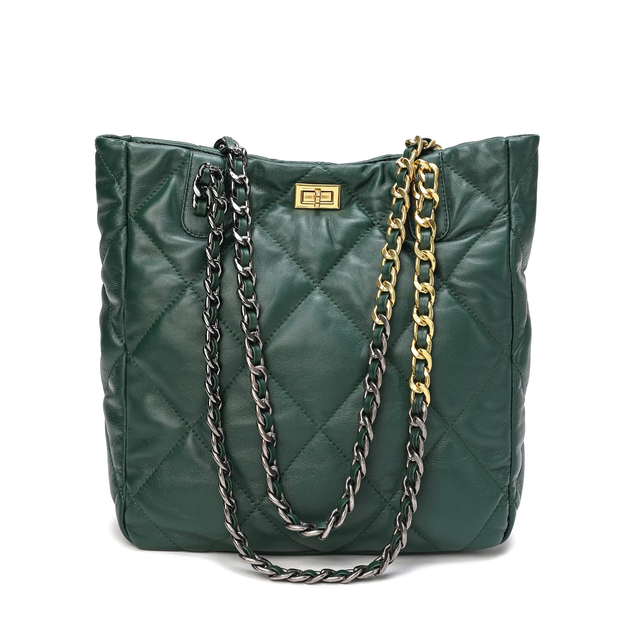 Tiffany & Fred Quilted Sheepskin Leather Tote/ Shoulder Bag