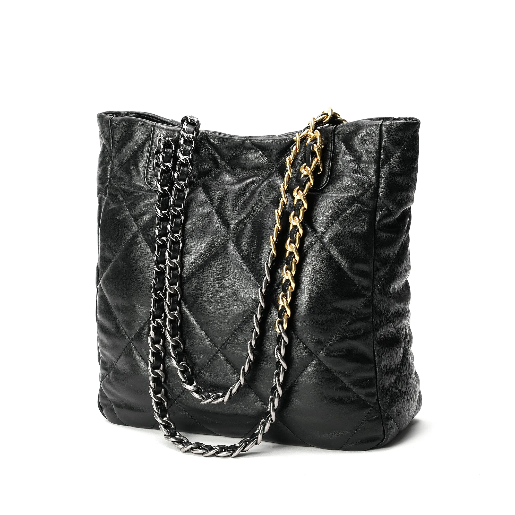 Tiffany & Fred Quilted Sheepskin Leather Tote/ Shoulder Bag