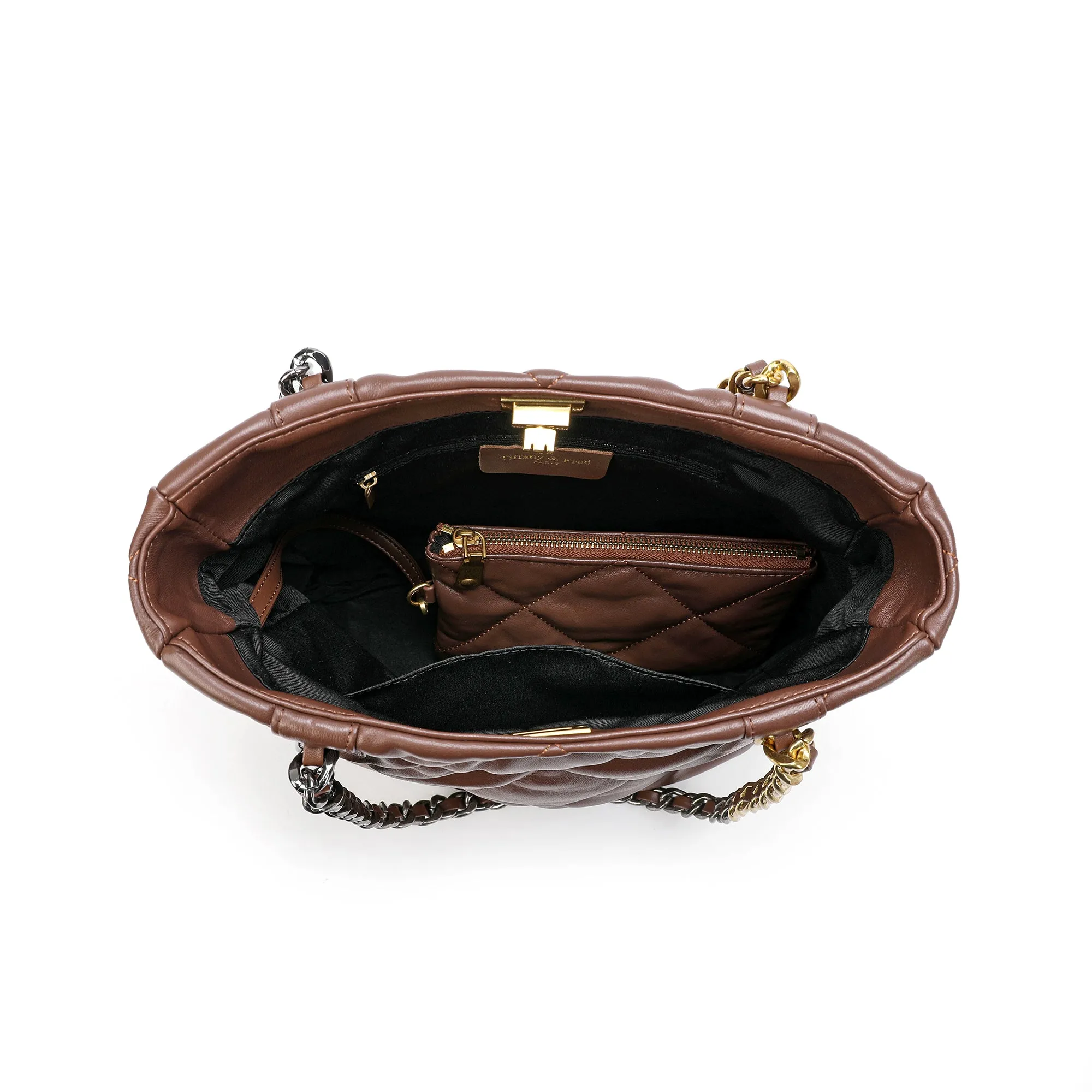 Tiffany & Fred Quilted Sheepskin Leather Tote/ Shoulder Bag