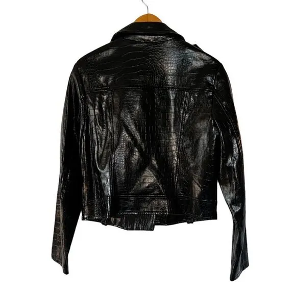 TOPSHOP Black Faux Leather Jacket Size 6