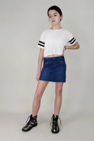 Tractr Zipper Pocket Fray Hem Basic Mini Skirt (7-14)