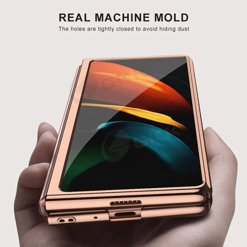 Transparent Flip Hard Case For Samsung Galaxy Z Fold 2 Case Luxury Plating Anti-knock Protection Cover For Samsung Fold 2