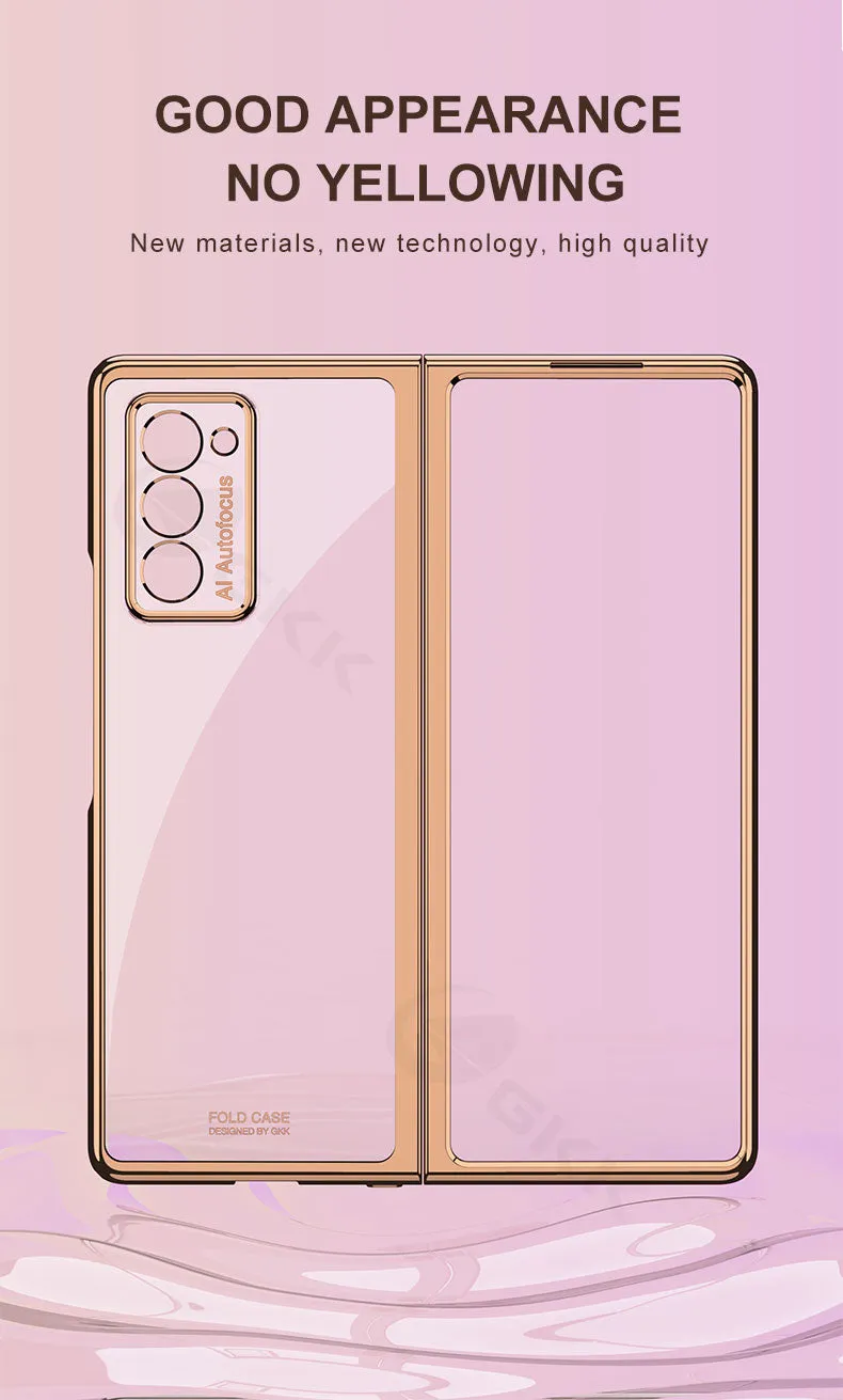 Transparent Flip Hard Case For Samsung Galaxy Z Fold 2 Case Luxury Plating Anti-knock Protection Cover For Samsung Fold 2