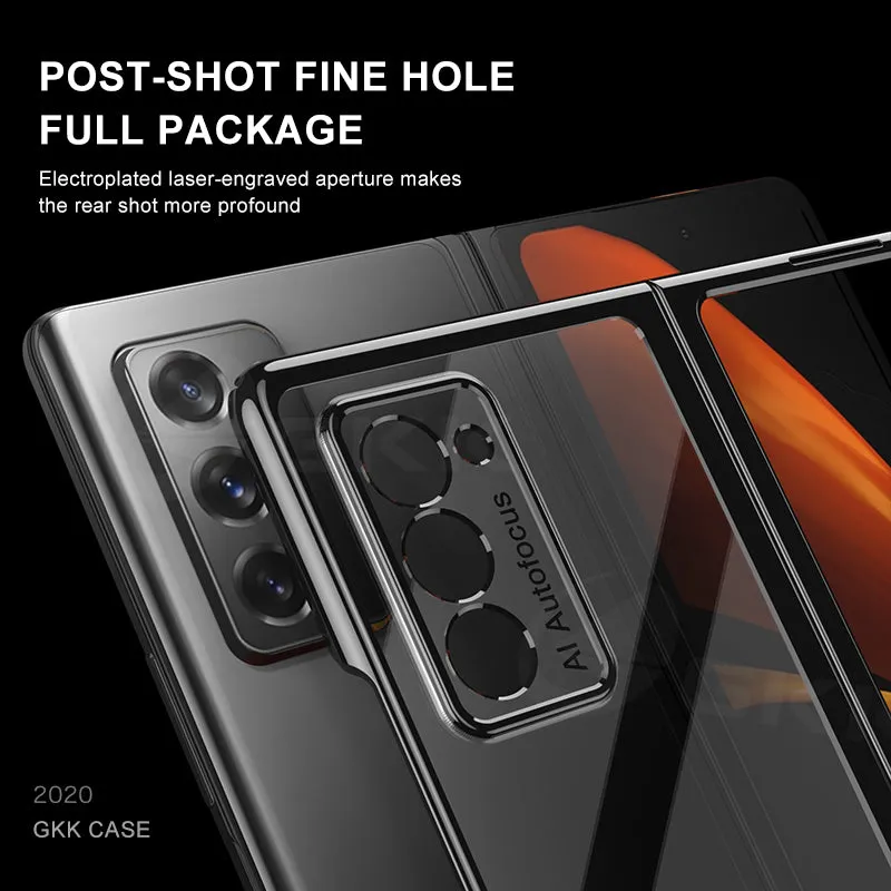 Transparent Flip Hard Case For Samsung Galaxy Z Fold 2 Case Luxury Plating Anti-knock Protection Cover For Samsung Fold 2