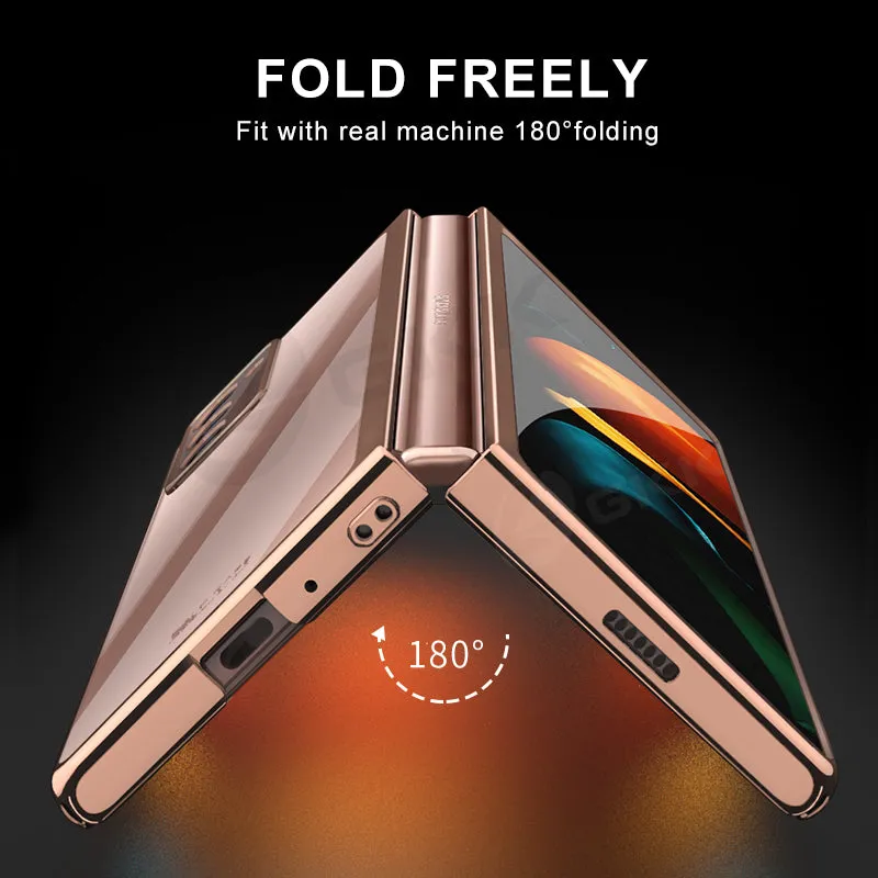 Transparent Flip Hard Case For Samsung Galaxy Z Fold 2 Case Luxury Plating Anti-knock Protection Cover For Samsung Fold 2